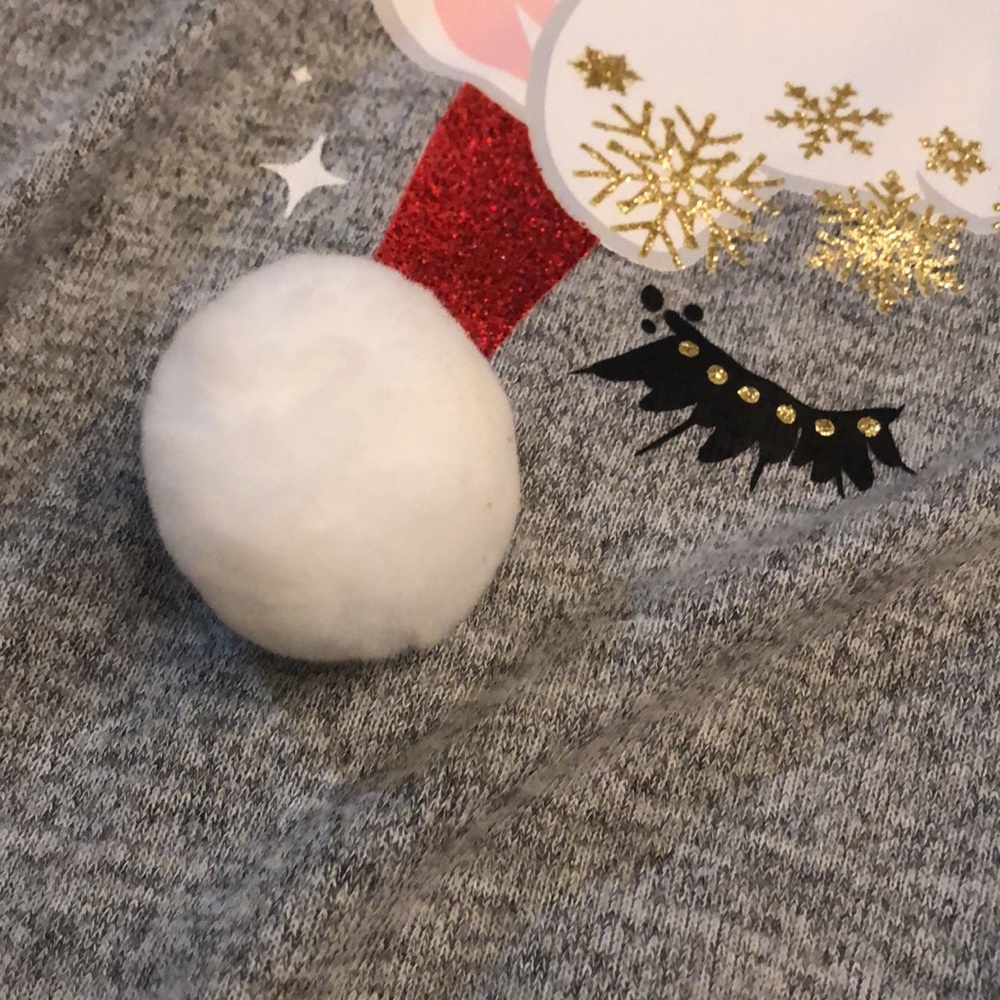 NWT Girl's Plus Size L (10-12) Christmas Sweater w/ Unicorn, Glitter, Snowball - Picture 4 of 12